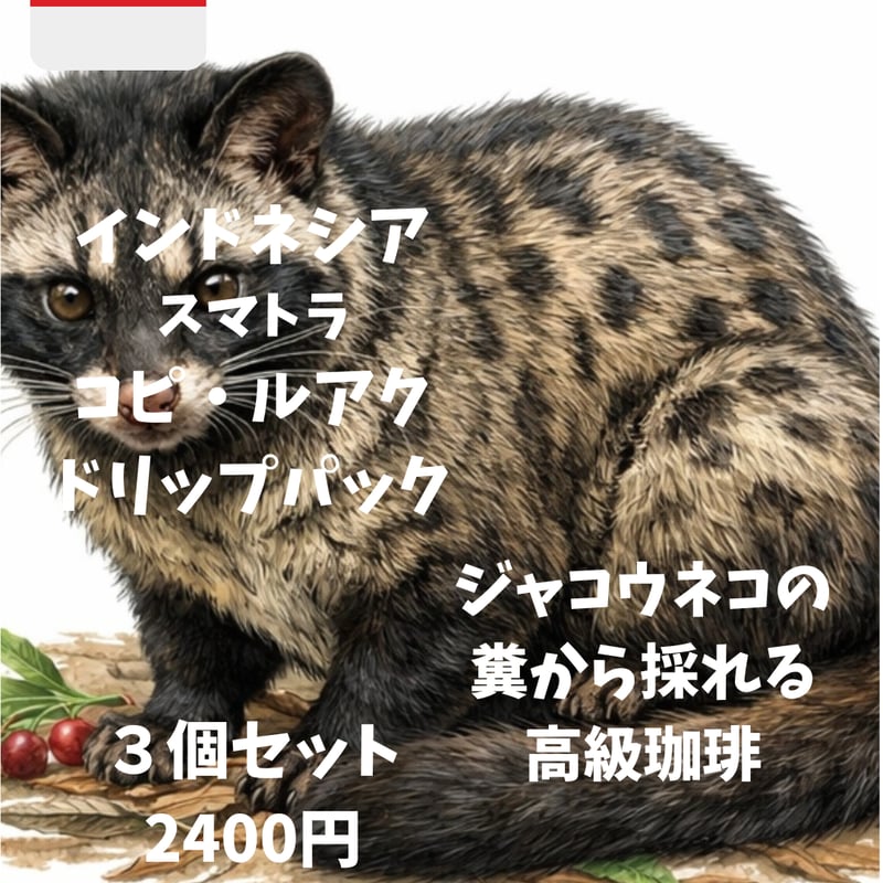 インドネシア産 ジャコウネコ コピ ルアク ドリップパック3個セット | コピティアム 珈琲店
