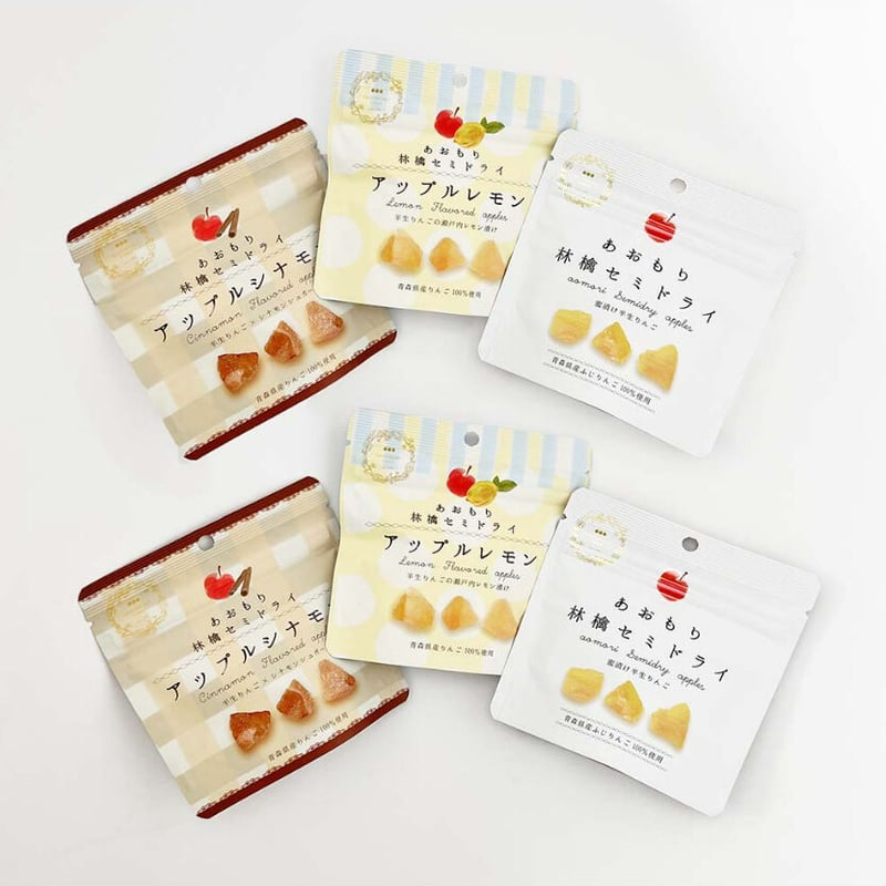 あおもり林檎ｾﾐﾄﾞﾗｲ 3種6袋セット（ﾌﾟﾚｰﾝ・ｼﾅﾓﾝ・ﾚﾓﾝ） | まごころ農場