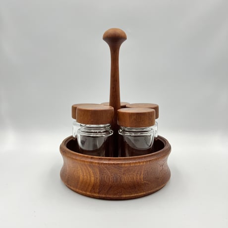 (078)北欧 ヴィンテージ 廃盤品 チークholder/5spice jars(チークholder/5spice jars-078)