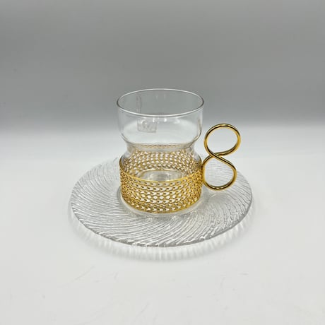 (029)北欧 ヴィンテージ 廃盤品 iittala イッタラ / Tsaikka ツァイッカ ゴールド・ソーサー付(Tsa-Gソーサー付-029)