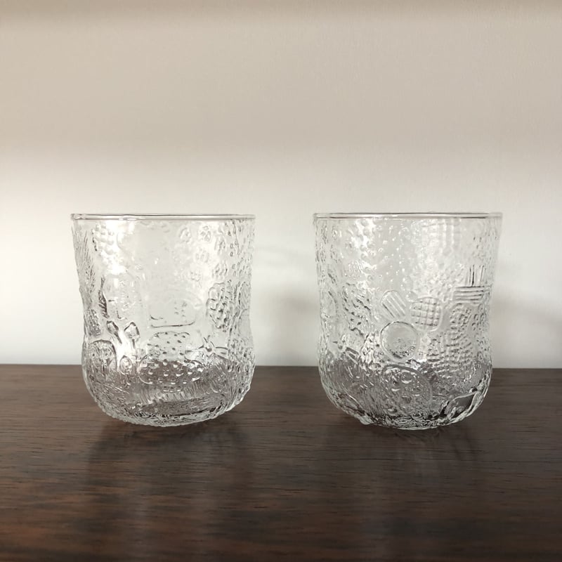 未使用　NUUTAJARVI/ヌータヤルヴィFauna グラスArabia 3個 ヌータヤルヴィ アラビア ファウナ グリーン グラス