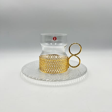 (031)北欧 ヴィンテージ 廃盤品 iittala イッタラ / Tsaikka ツァイッカ ゴールド・ソーサー付(Tsa-Gソーサー付-031)
