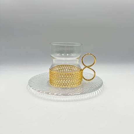 (030)北欧 ヴィンテージ 廃盤品 iittala イッタラ / Tsaikka ツァイッカ ゴールド・ソーサー付(Tsa-Gソーサー付-030)