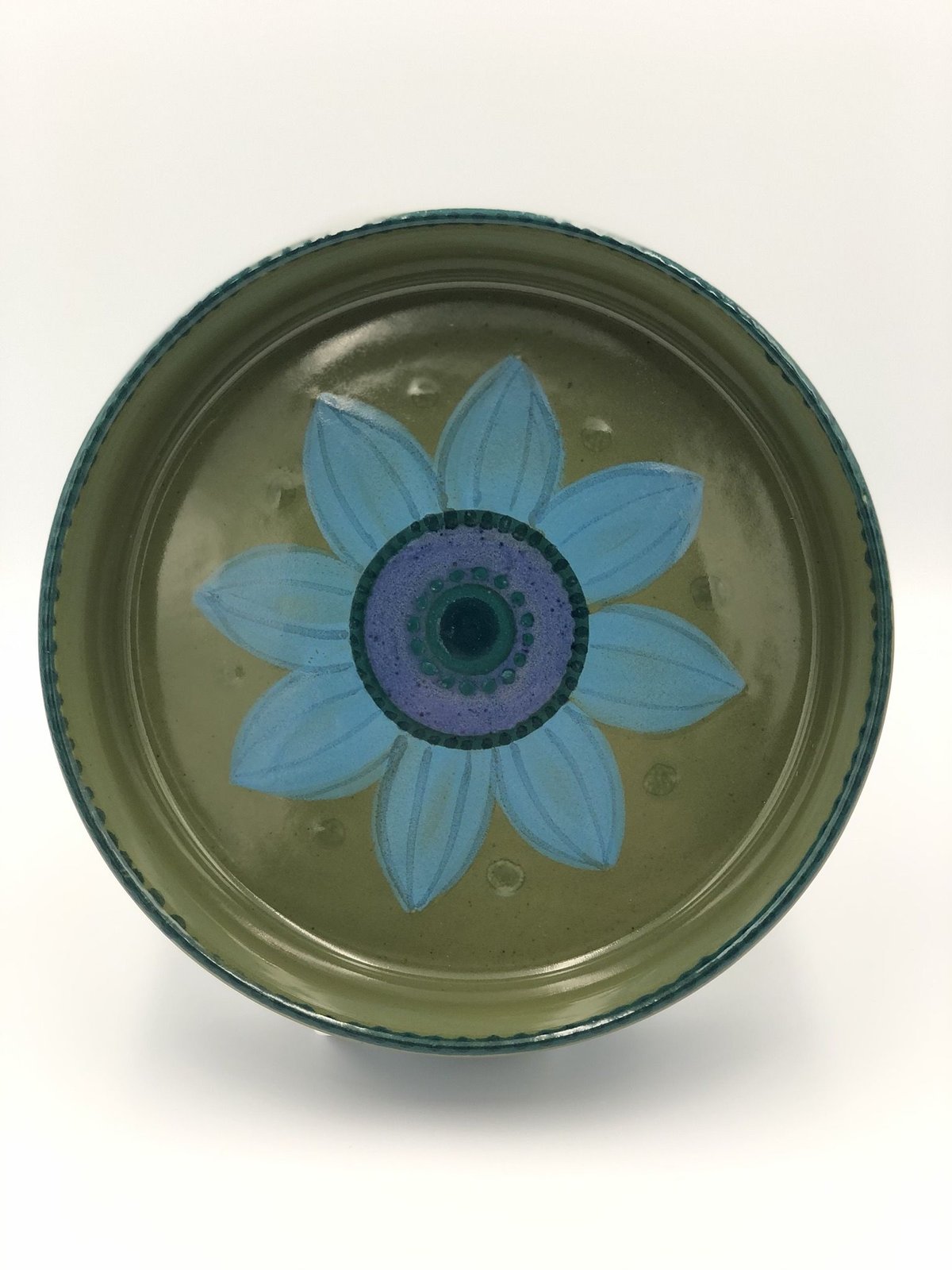 北欧 ARABIA アラビア / HLA ボウル19cm モスグリーン×青花