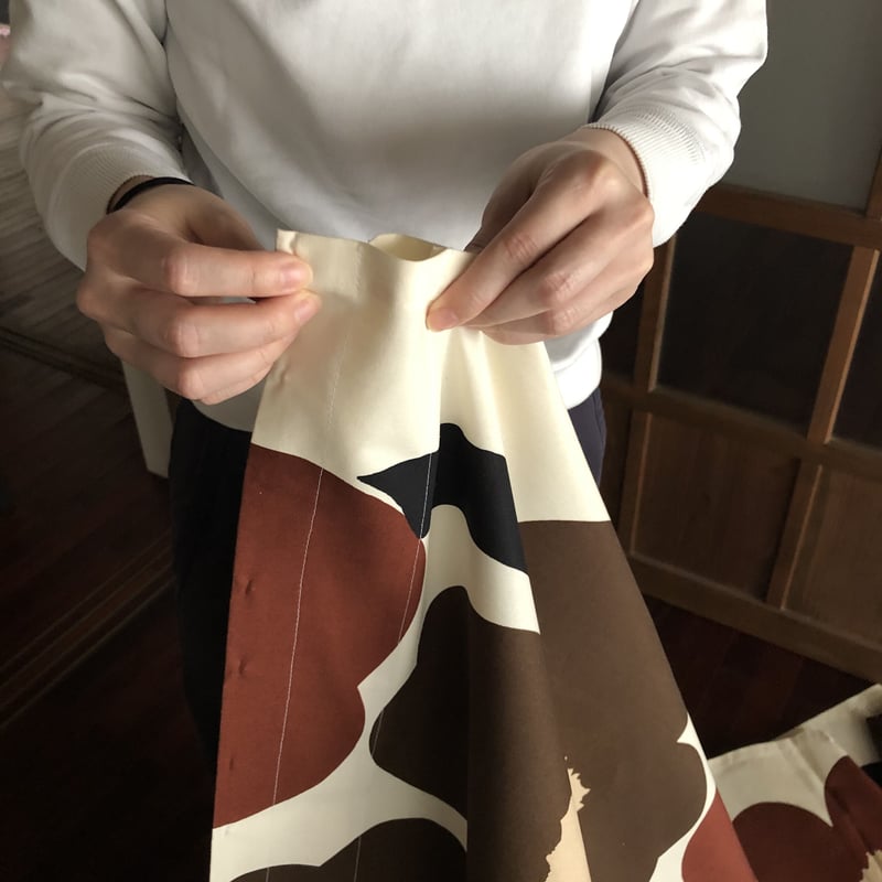 001)北欧 marimekko マリメッコ / UNIKKO ブラウン カーテン仕立て 1