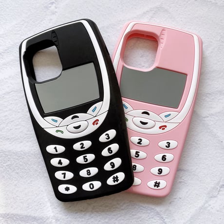 Nokia風レトロ携帯電話のiPhoneケース（ブラック）