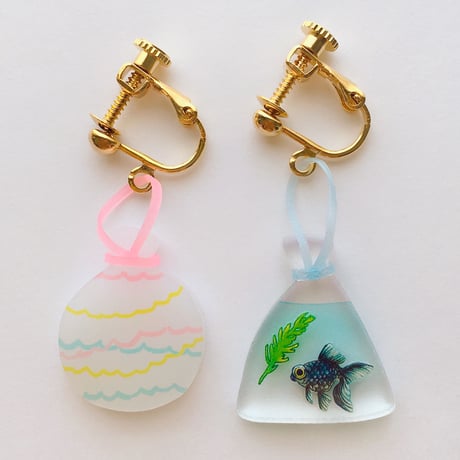 クニシゲリエ 水風船と金魚の耳飾り シック
