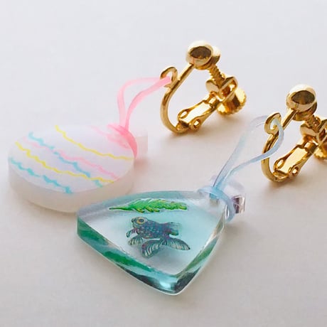 クニシゲリエ 水風船と金魚の耳飾り シック