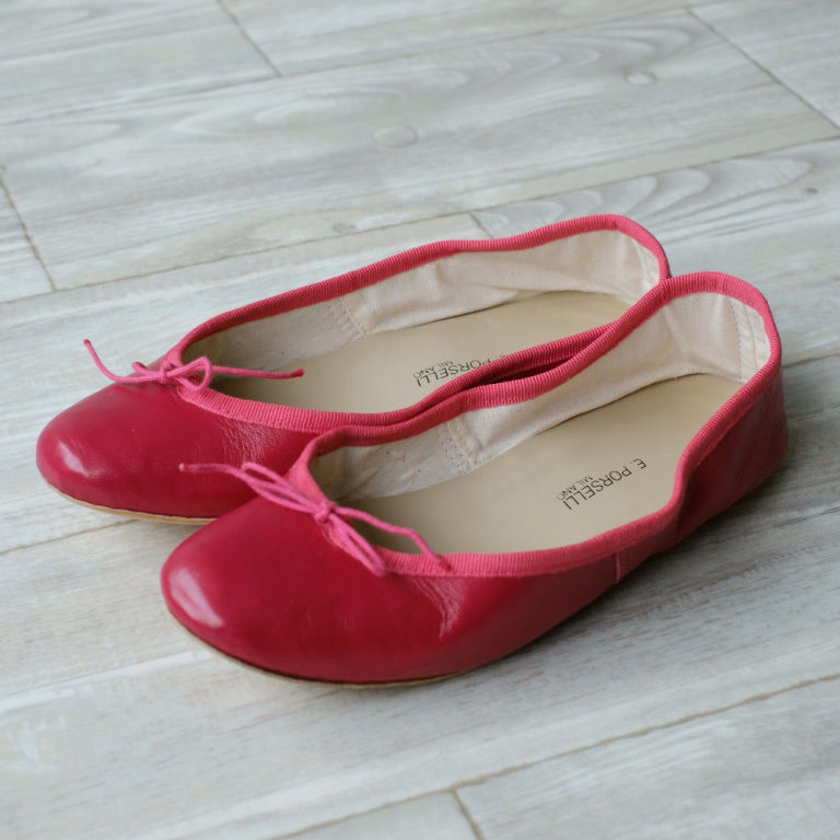 Porselli ポルセリ バレエシューズ ローズピンク ハンドメイド 国内