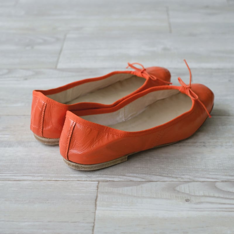 Porselli ポルセリ バレエシューズ オレンジ ハンドメイド 国内