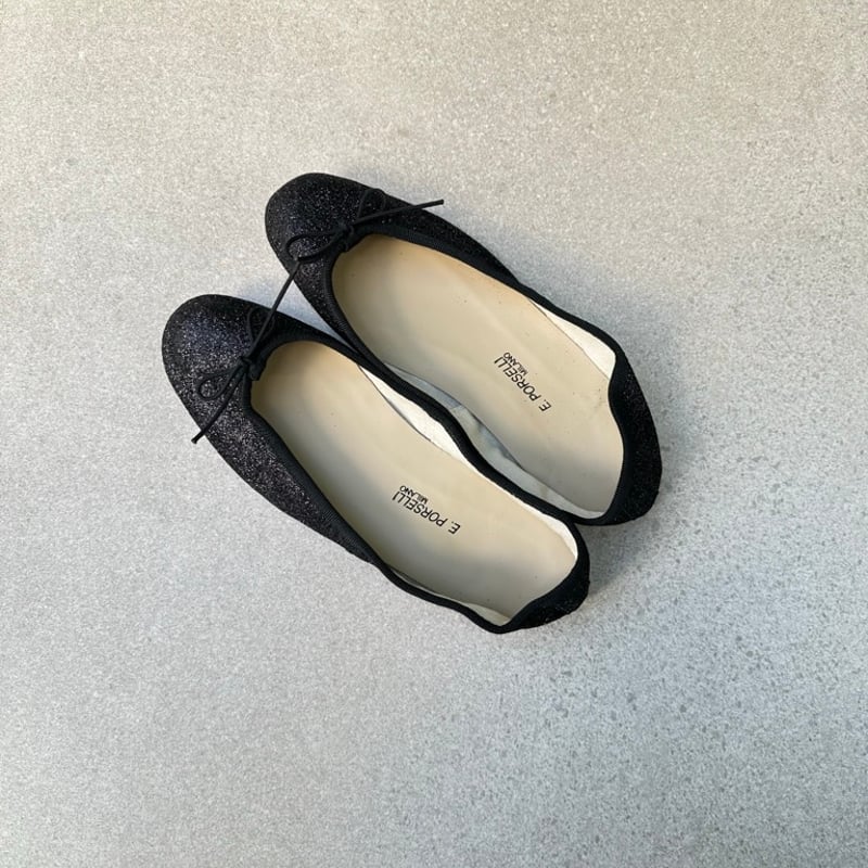Porselli ポルセリ バレエシューズ ブラックグリッター Porselli ポルセリ バレエシューズ ブラックグリッター