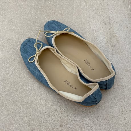 Porselli　ポルセリ　バレエシューズ　デニムベージュ　ハンドメイド　国内正規品