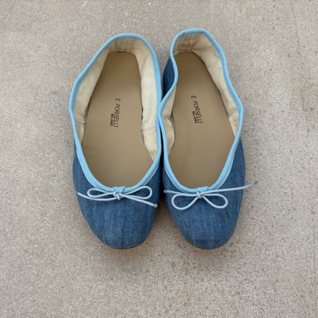 Porselli　ポルセリ　バレエシューズ　デニムサックス　ハンドメイド　国内正規品
