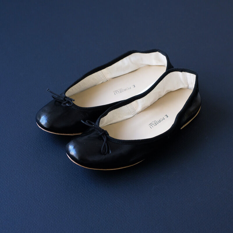 美品　ポルセリ　ブラック　バレエシューズ Porselli ポルセリ バレエシューズ ブラックストラップ