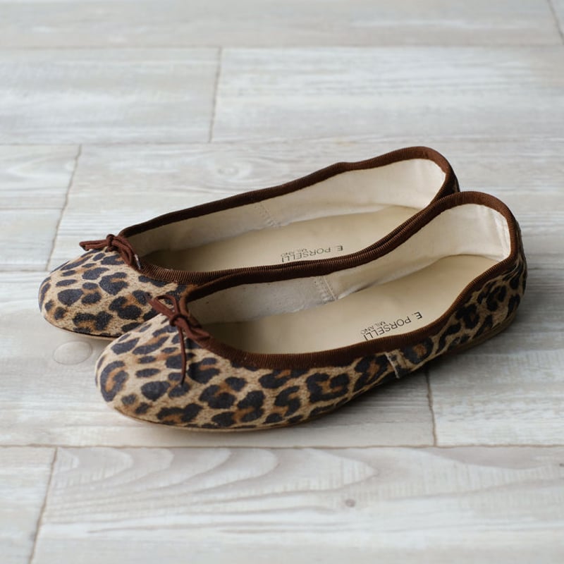 porselli ポルセリ バレエシューズ アニマル×ブラウン ハンドメイド