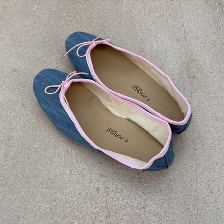 Porselli　ポルセリ　バレエシューズ　デニムピンク　ハンドメイド　国内正規品