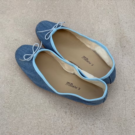 Porselli　ポルセリ　バレエシューズ　デニムサックス　ハンドメイド　国内正規品