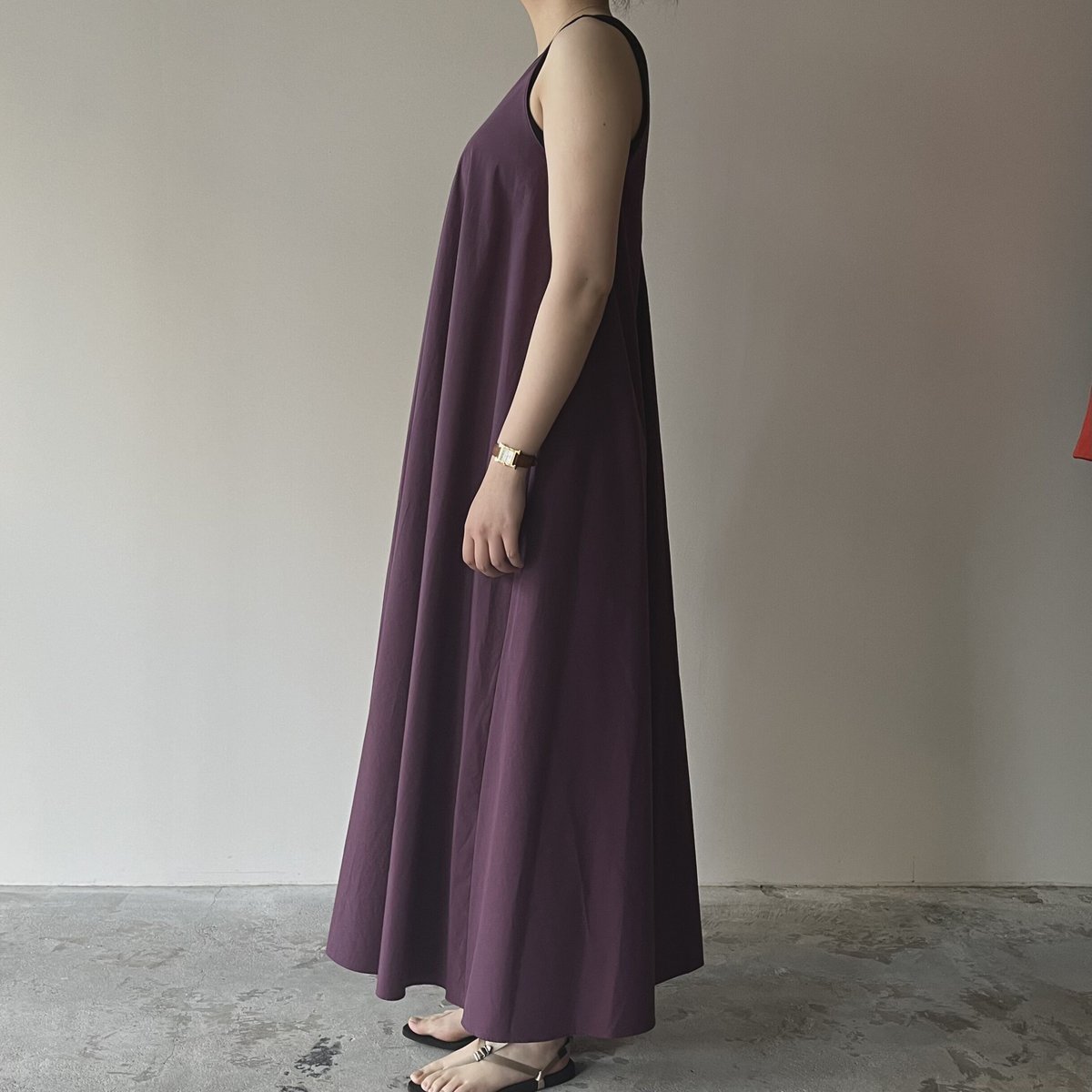 POSTELEGANT / HIGH COUNT COTTON CAMI DRESS(Purp...