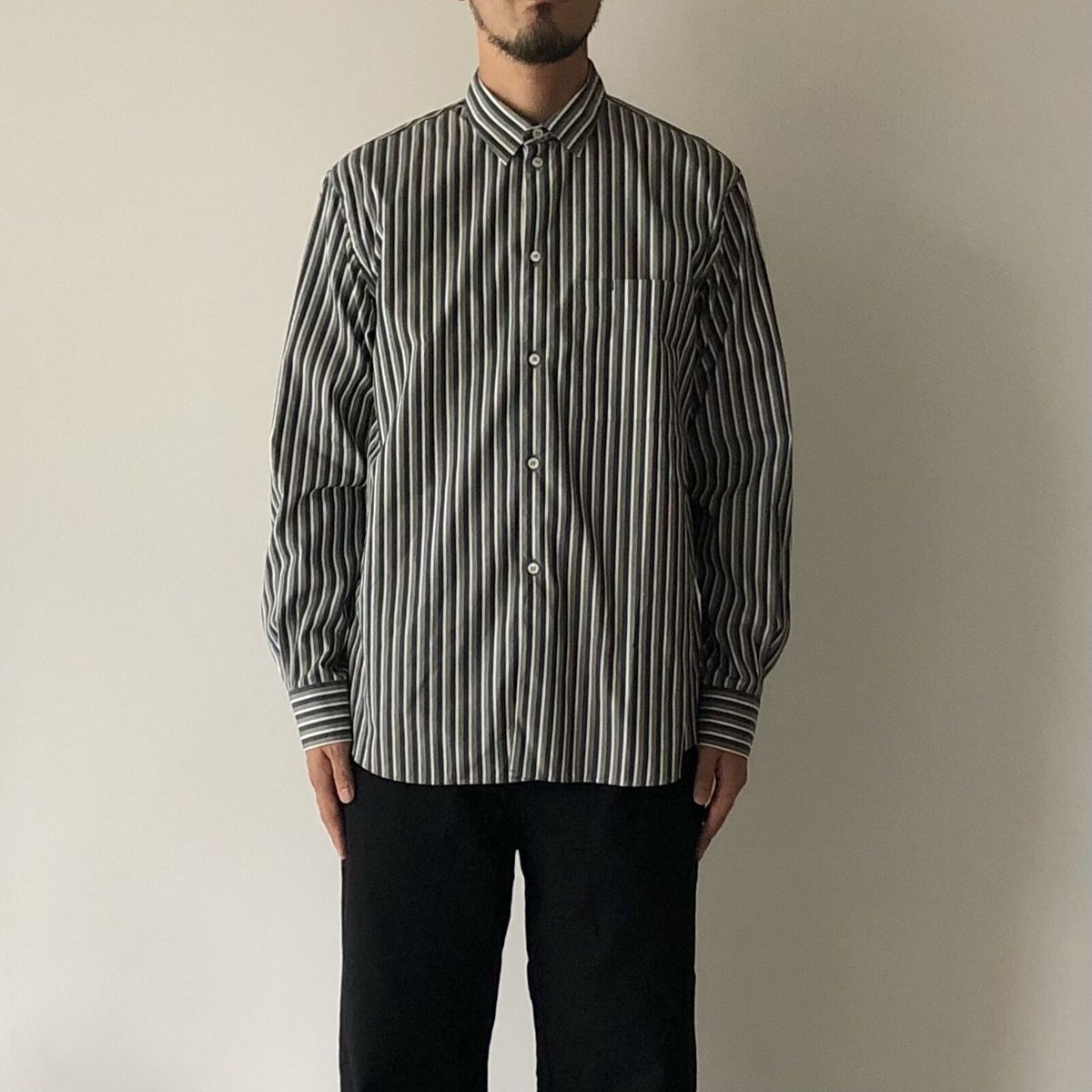 STUDIO NICHOLSON / HINKO BROAD STRIPE OVERSIZED SHIRT