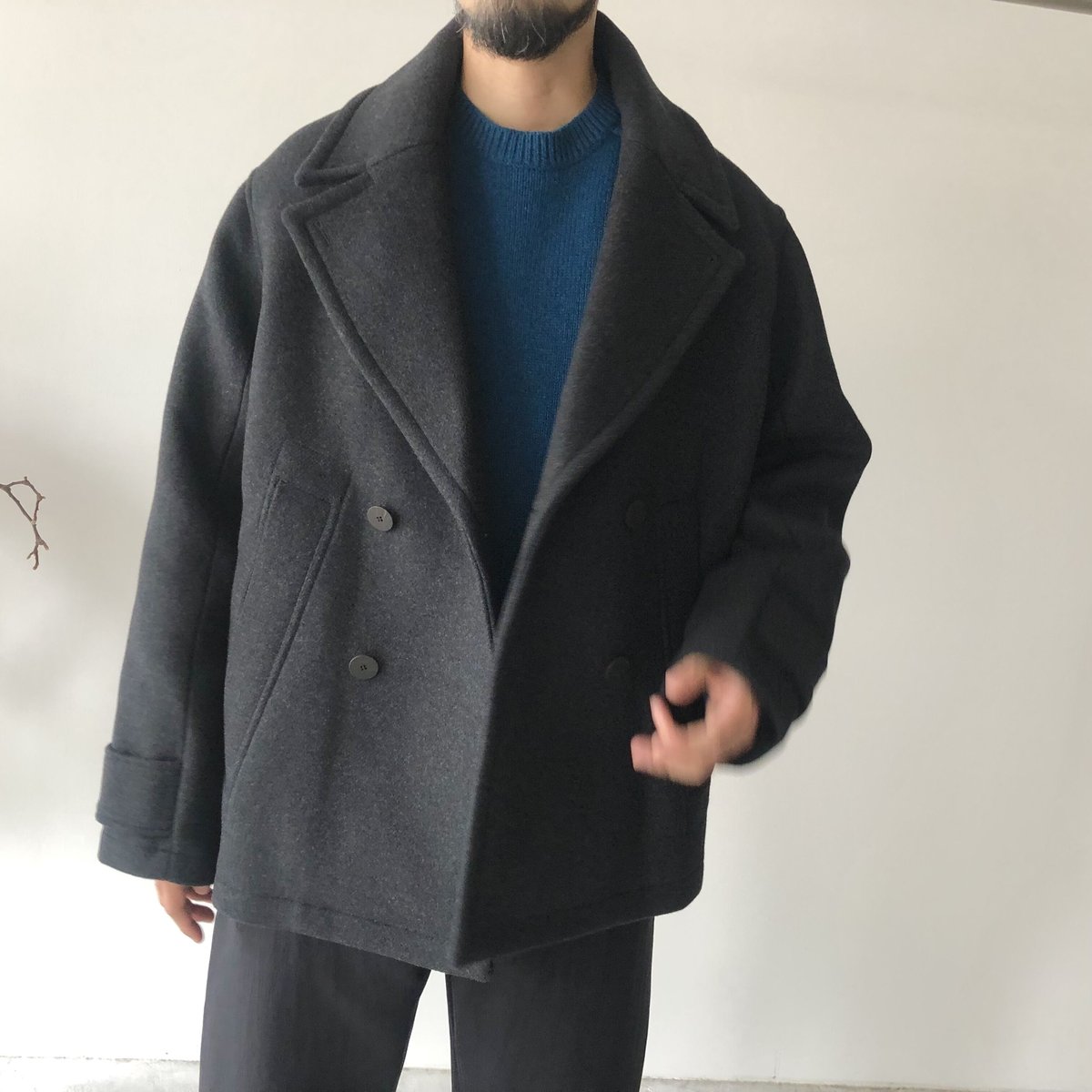 STUDIO NICHOLSON / DEAL - WOOL COATING PEACOAT (CHARCOAL)