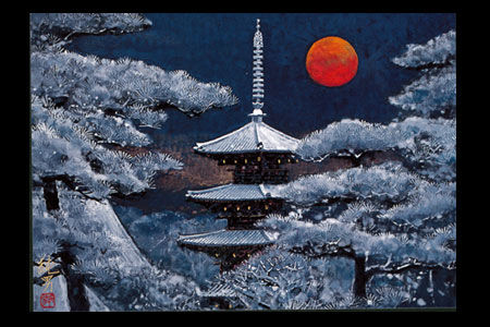 絵画　「秋木立」　約58.5cm X 約71cm びわの木 ver.23E08 | 綵神光途・動画アートショップ