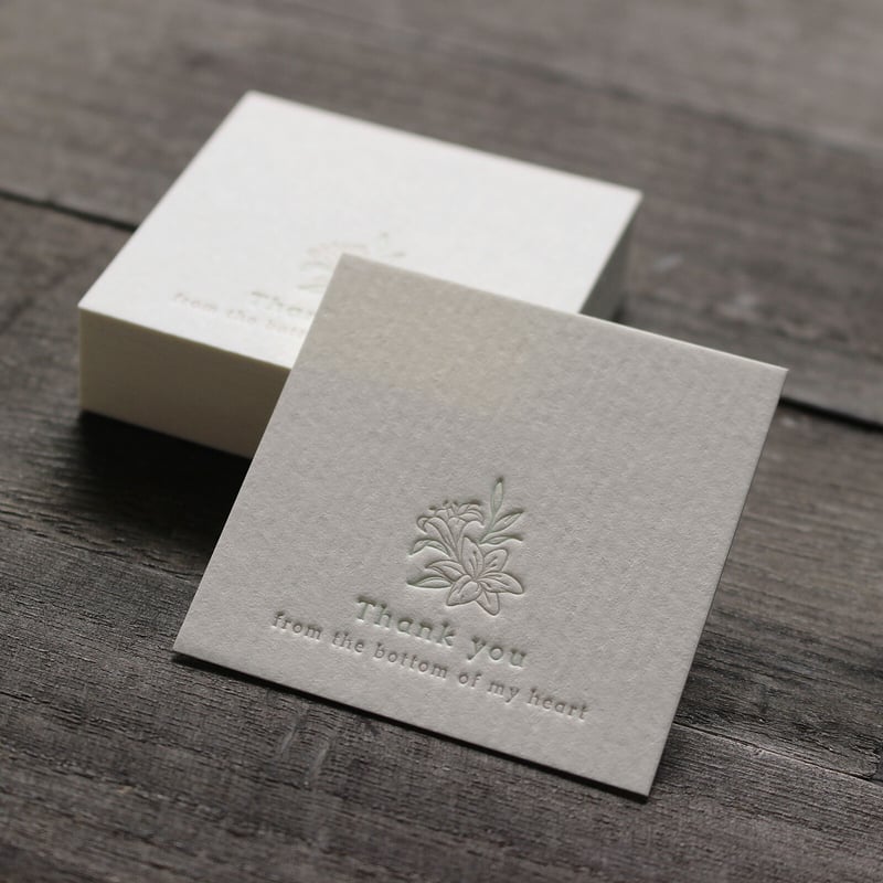 サンキューカード兼アクセサリー台紙【30枚】56×56mm ※ユリ 活版