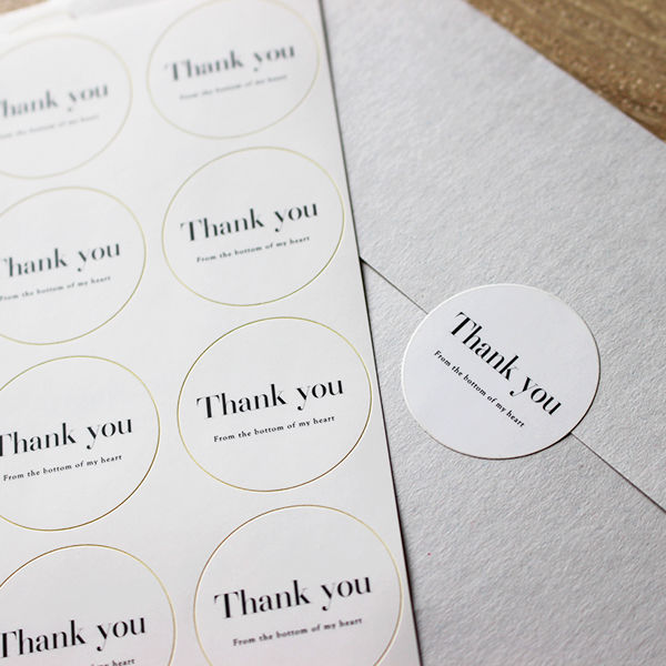 確認用　サンキューシール Thank youシール 筆記体 シンプル サンキューシール 44枚 NO