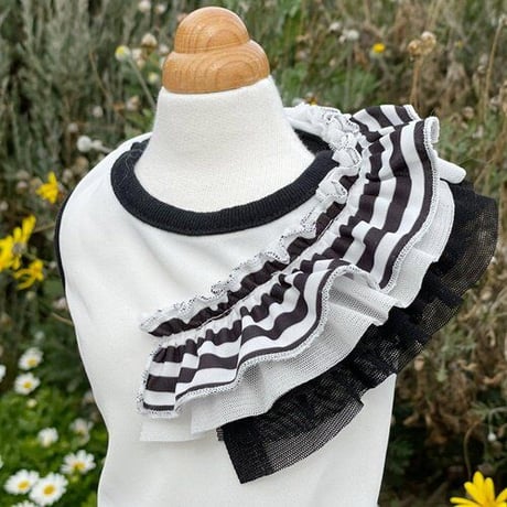【GODPIVA】COOLボーダーフリルワンピース　BLACK×WHITE