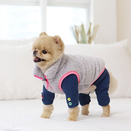 【ITSDOG】ネオンカラーフリースベスト　グレー