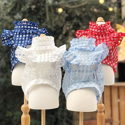 rosymonster トリプルフリルブラウス ネイビーギンガム（ギンガム  