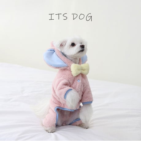 【ITSDOG】ぞうさんふわふわ防寒スーツ　ピンク〈L・XL〉