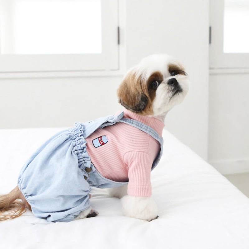 ハンドメイド犬服 ストレッチデニムワンピ☆デザイン変更不可です。 やめろ