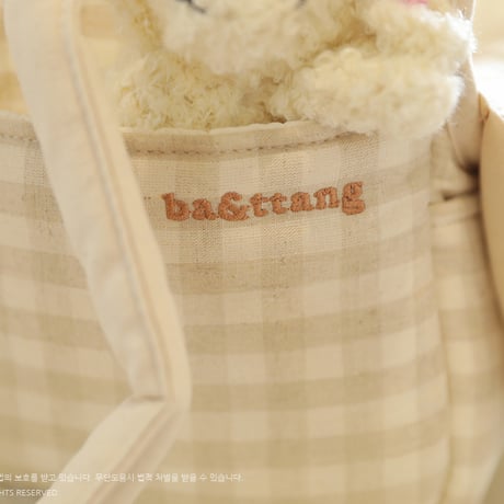 【ba&ttang】リネンコットンチェックキャリーバッグ