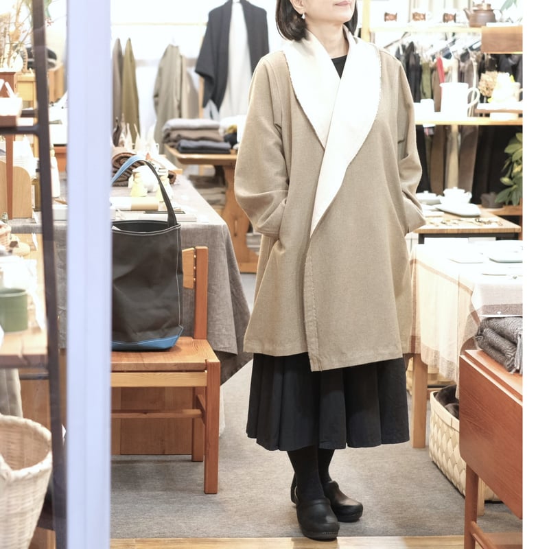 FACTORY / 綿ウール朱子織ブランケットコート | mother duck FACTORY / 綿ウール朱子織ブランケットコート | mother duck
