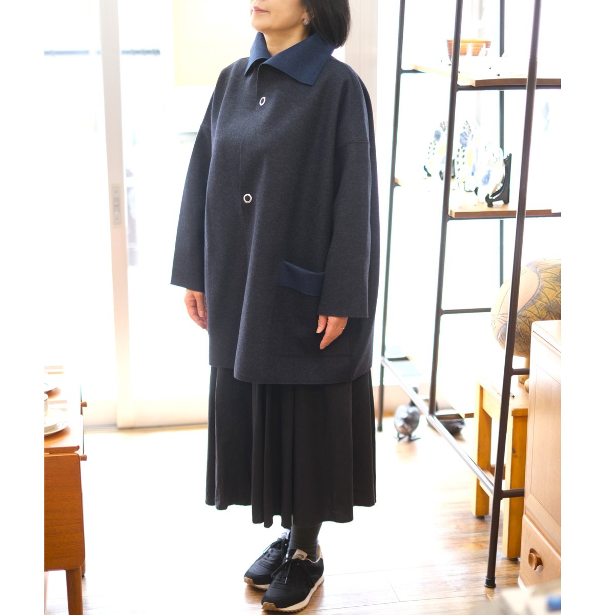ヒムカシ　ウールコート ヒムカシ / Washable! Reversible Mac Coat Duo | moth