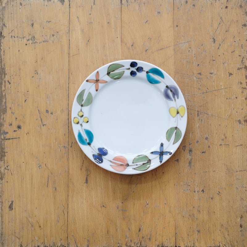 徳永遊心/色絵花繋ぎ5寸皿 | mother duck ONLINE STORE