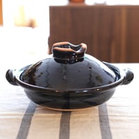 新品土鍋圡楽窯黒鍋尺（3～4人用）10号土楽