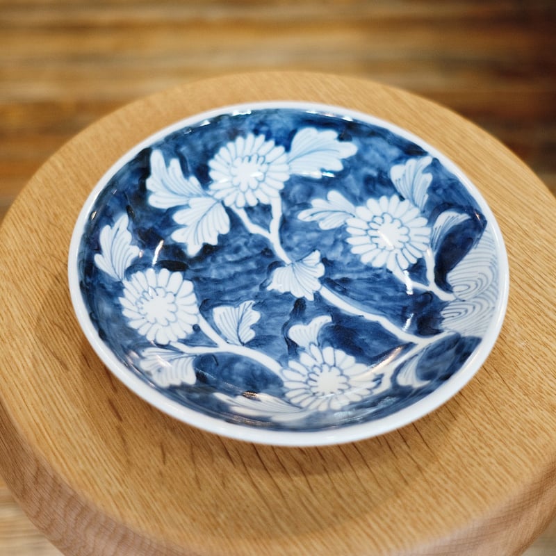 菓子器　青交趾　蘭の絵 菓子器青交趾蘭の絵