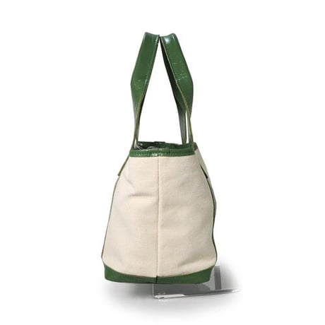 藍染×レザー帆布トートバッグ　クロコ型押しレザー　カーキ　着物リメイク