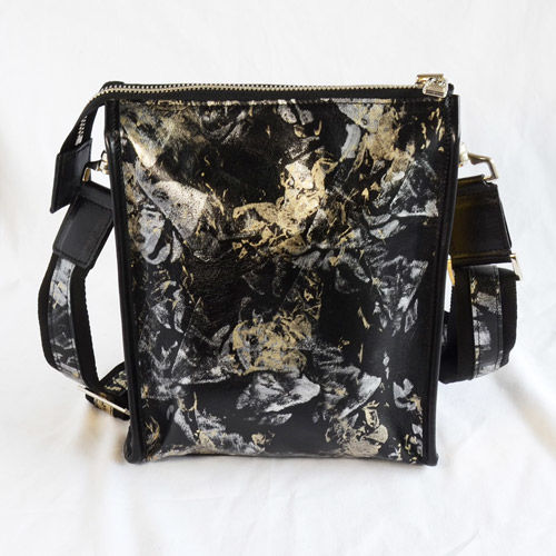 レザースクエアショルダーバッグ 金銀箔 サイドラインゴールド | 和柄