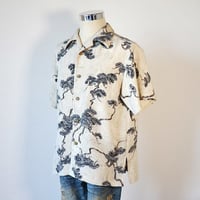着物アロハシャツ　墨流し松