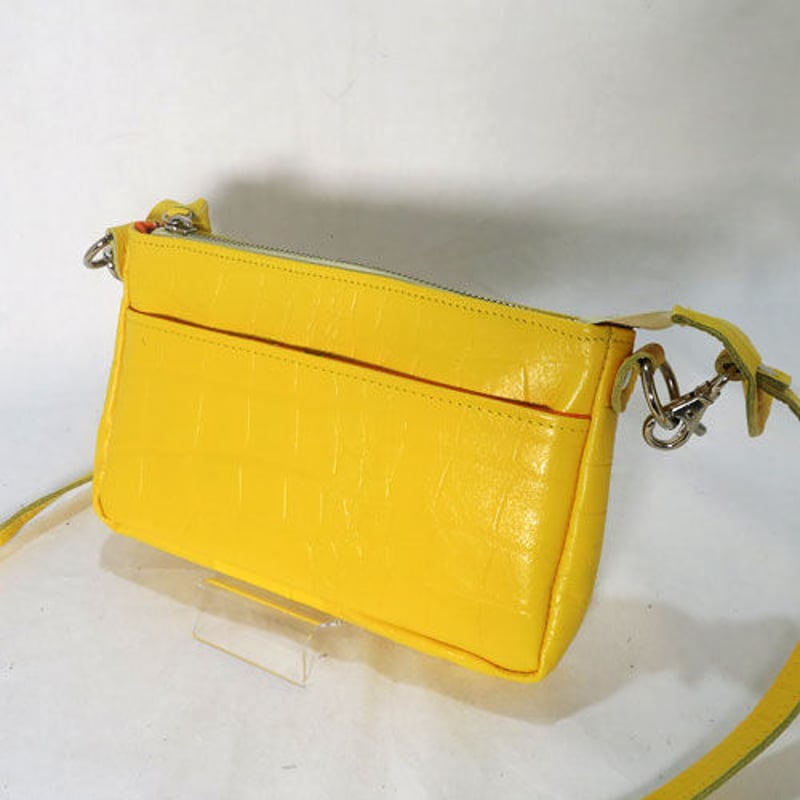 レザー横型ポシェット コンパクト ショルダーバッグ 着物リメイク  