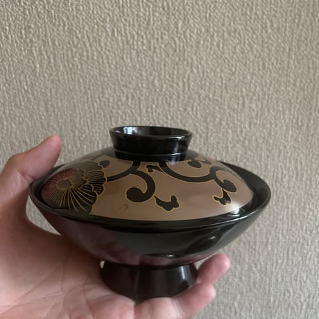 輪島塗　蓋付き吸物椀　牡丹唐草文様　5客セット(共箱付)