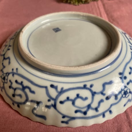古伊万里　染付輪花文様　江戸後期