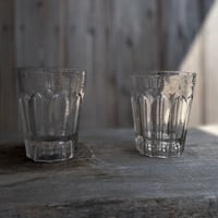 剣先コップ　プレスガラス　君津酒類販売組合　文字入り 大正期