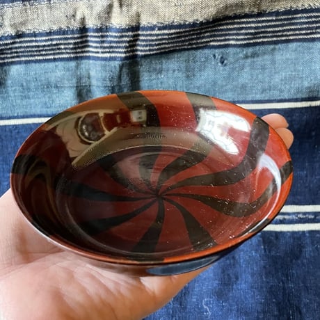輪島塗　漆器捻り文様菓子皿　大正期