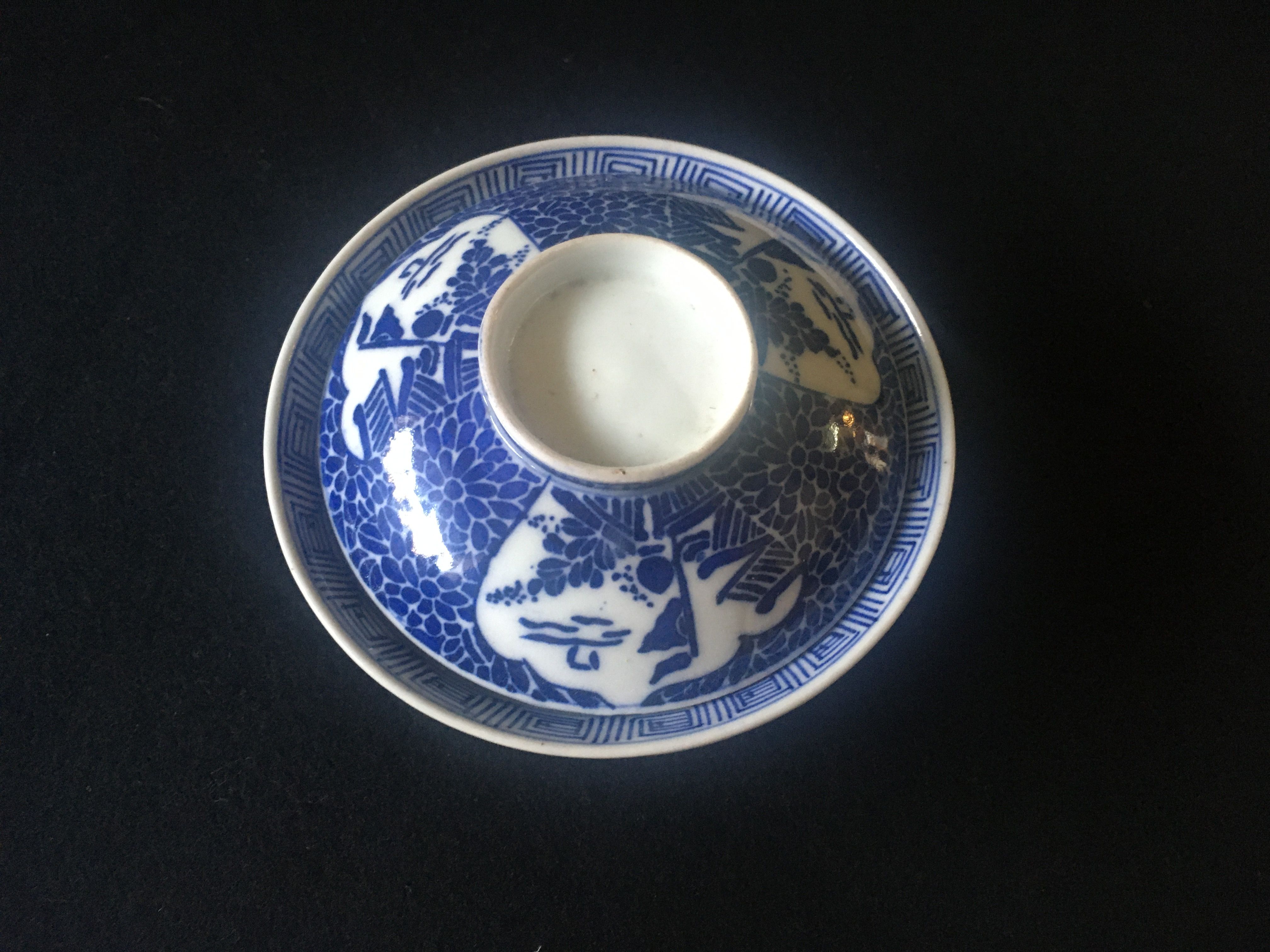 印判蓋付きお茶碗 船菊文様 明治時代 | れいゆぅる rayures