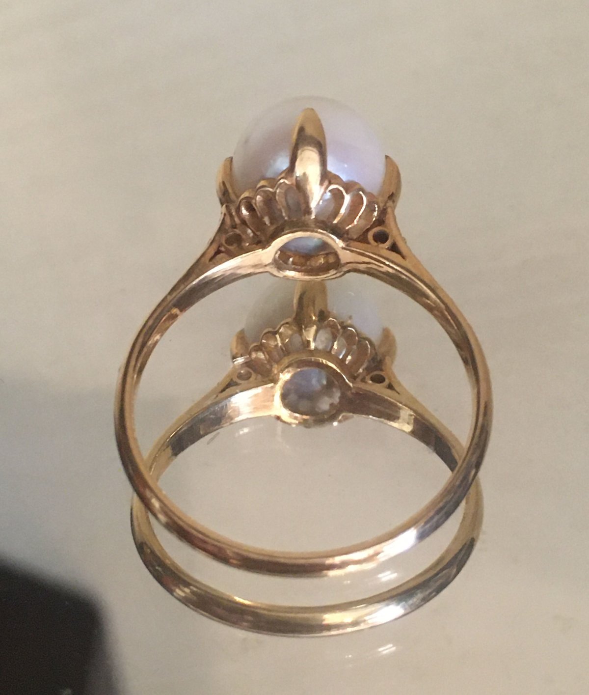 ヴィンテージパールリング 真珠指輪 K18刻印和彫り 未使用品 昭和３０