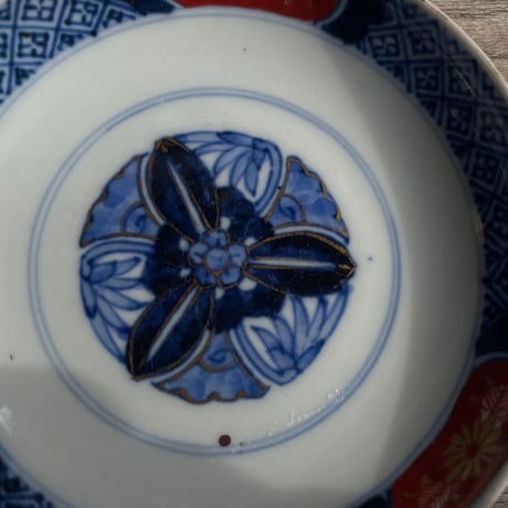古伊万里錦手蓋付茶碗　孔雀文様　幕末明治期