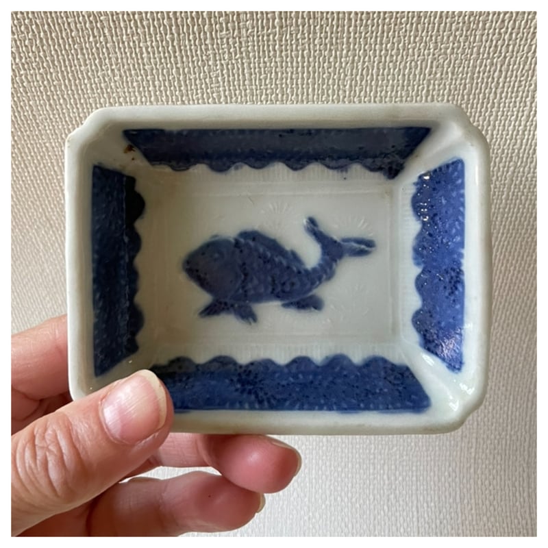 瀬戸焼 長角豆皿 陽刻鯛文様 明治時代 | れいゆぅる rayures
